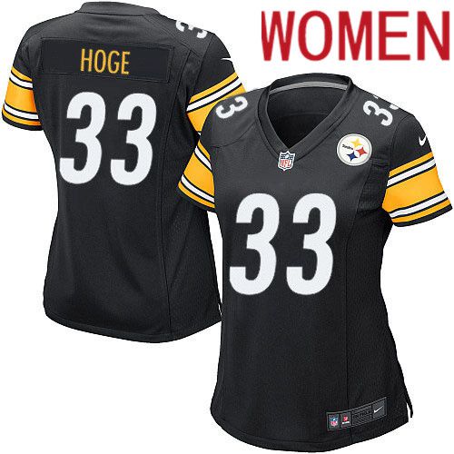 Women Pittsburgh Steelers #33 Merril Hoge Nike Black Game Player NFL Jersey